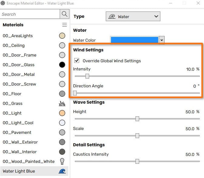 Water vật liệu nước trong Enscap 3 vật liệu nước trong Enscap
