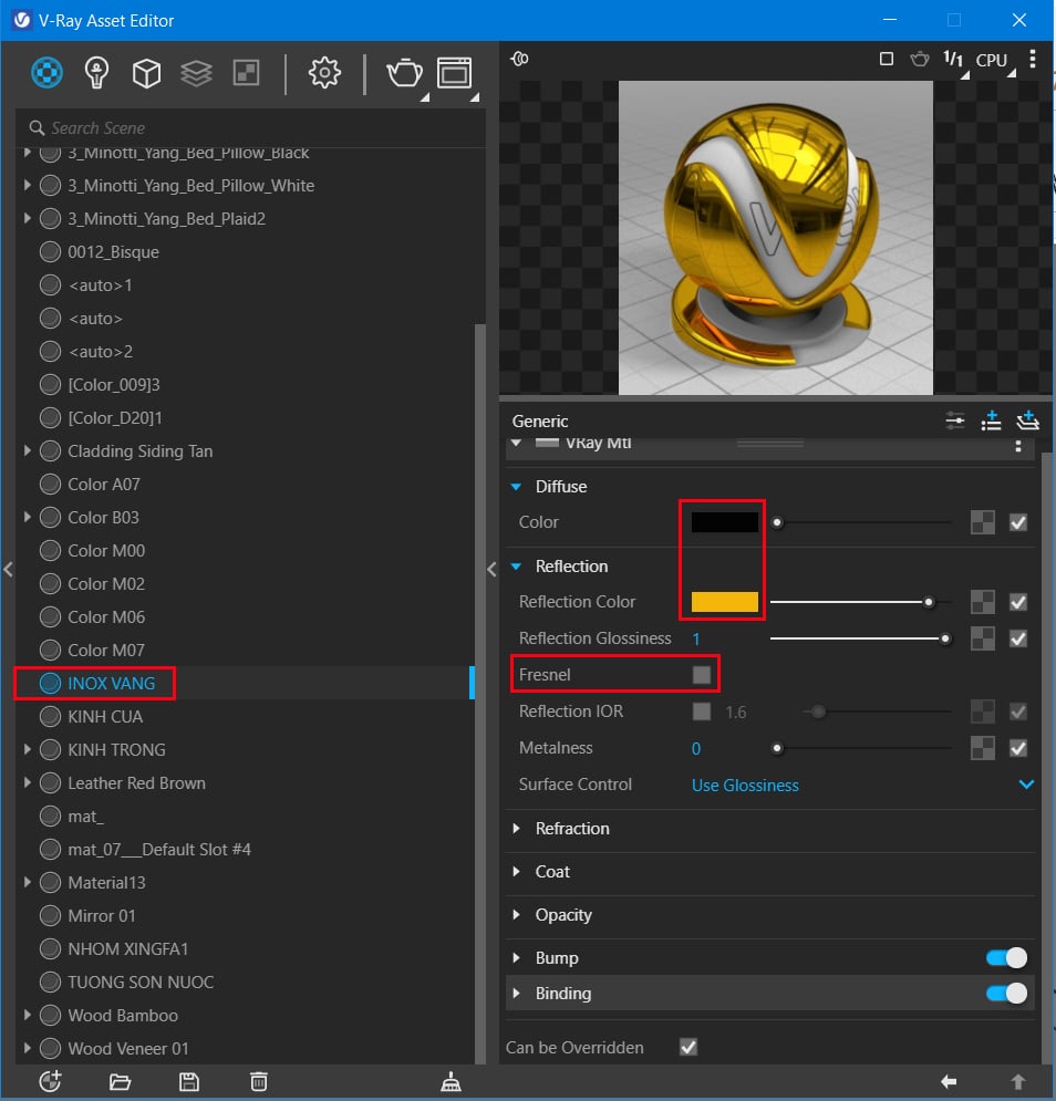 Cách tạo vật liệu cơ bản trong vray Sketchup 11 Cách tạo vật liệu cơ bản trong vray
