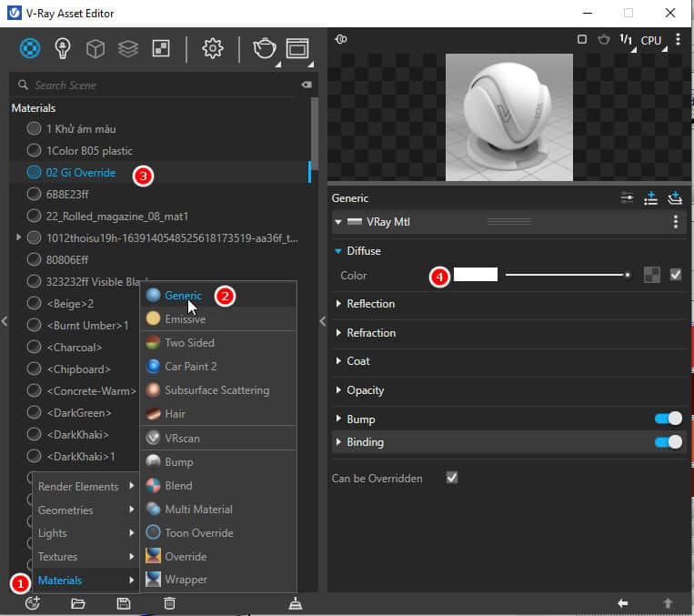 Cách tạo vật liệu cơ bản trong vray Sketchup 20 Cách tạo vật liệu cơ bản trong vray