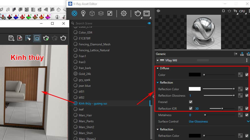 Cách tạo vật liệu cơ bản trong vray Sketchup 12 Cách tạo vật liệu cơ bản trong vray