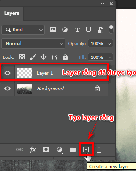 Bước 3: Tạo một layer rỗng Bước 3: Tạo một layer rỗng
