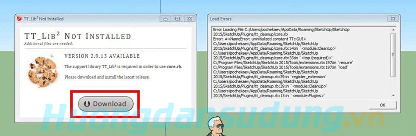 Khắc phục sử dụng plugin sketchup báo not license 2 Error loading file hocdohoacaptoc