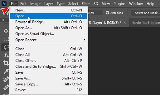 Mở file cần thao tác Mở file cần thao tác