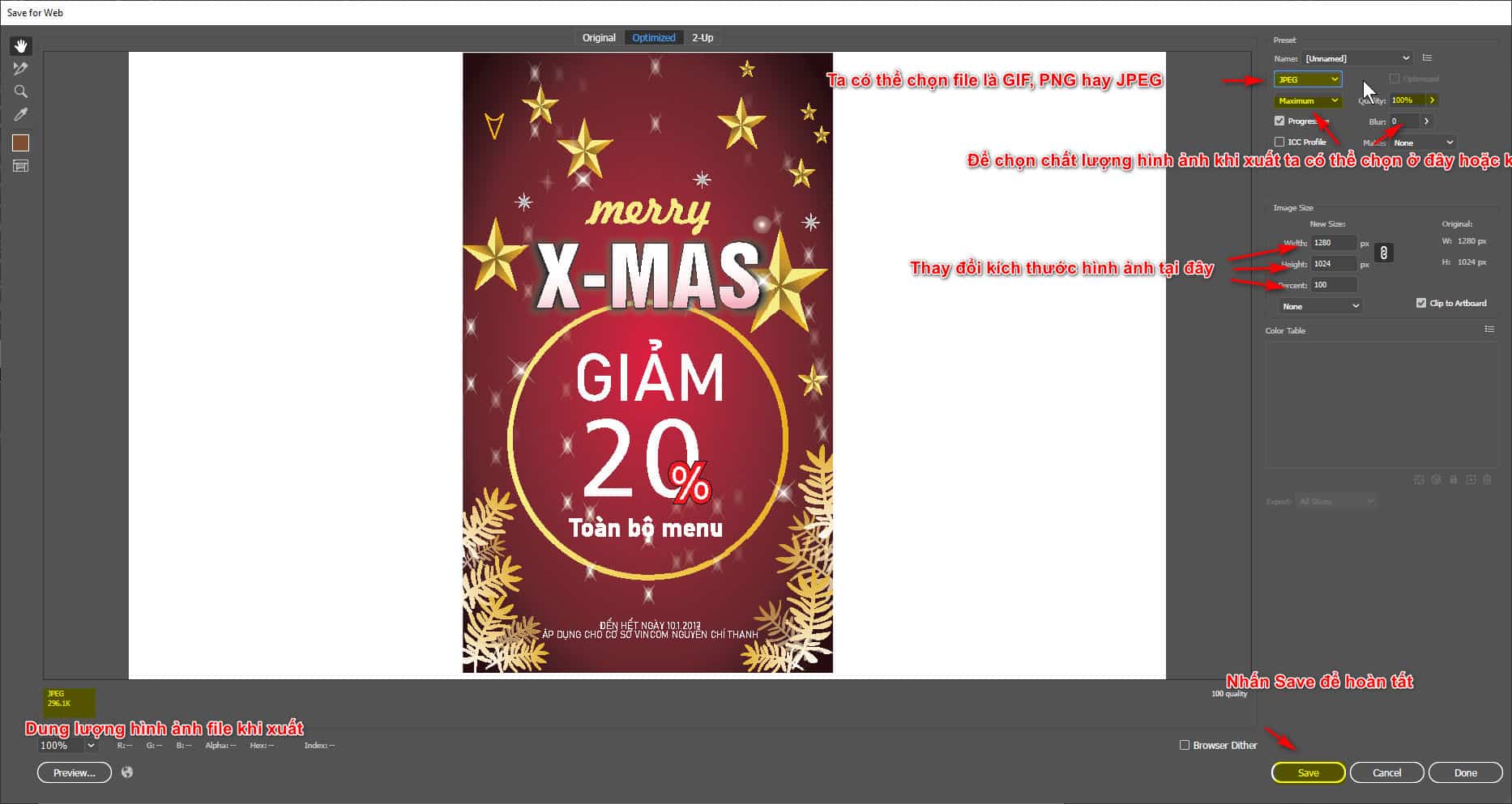 Cách xuất file Illustrator hiệu quả nhanh chóng và chính xác 4 Xuất file Gif, PNG hoặc JPEG