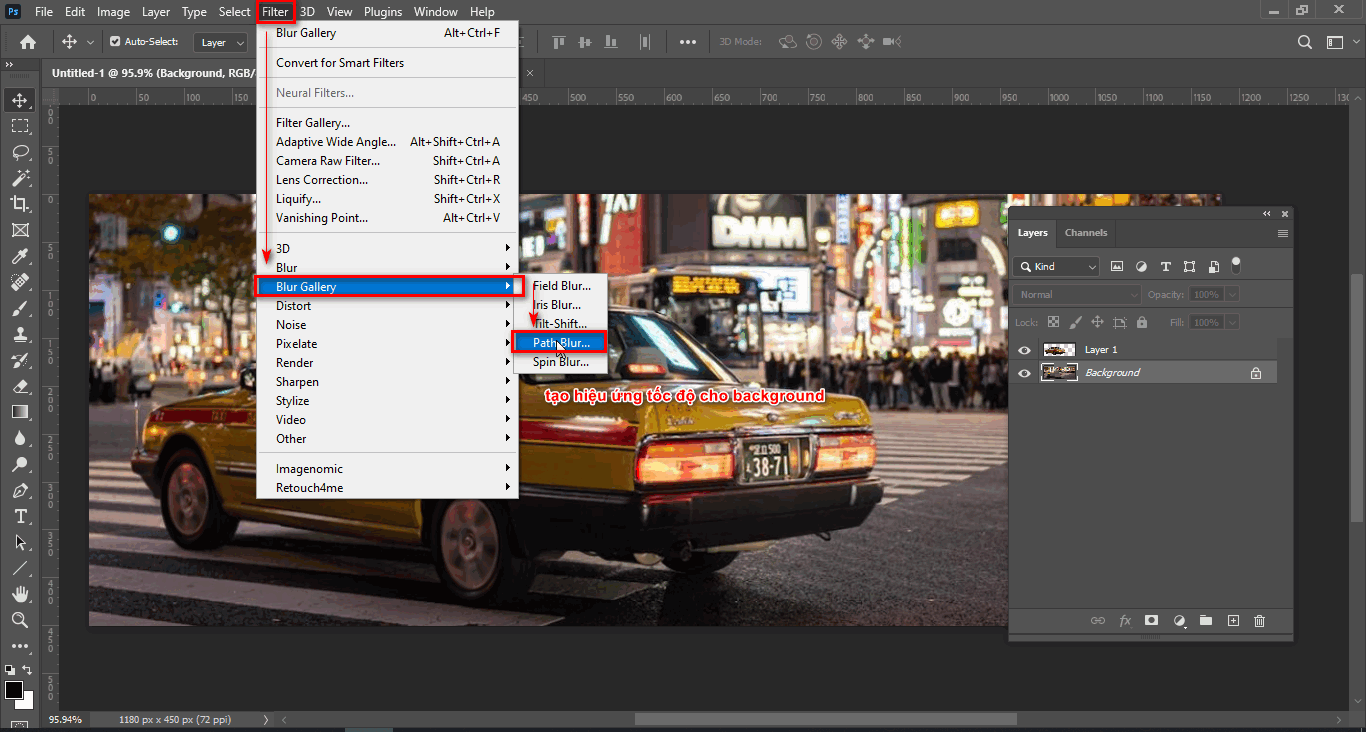 4 Cách tạo hiệu ứng tốc độ trong photoshop 11 3 Cách tạo hiệu ứng tốc độ cho xe trong photoshop (phần 1)