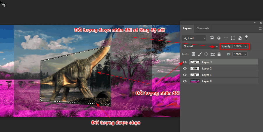 Cách tạo background dạng 3D trong Photoshop Bước 5.1 copy 1 phần của đối tượng