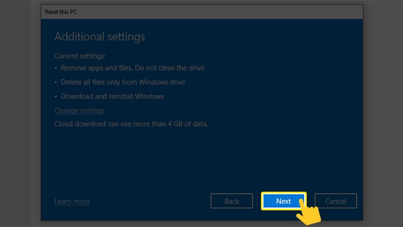 Chọn Next để tiếp tục Chọn Next để tiếp tục