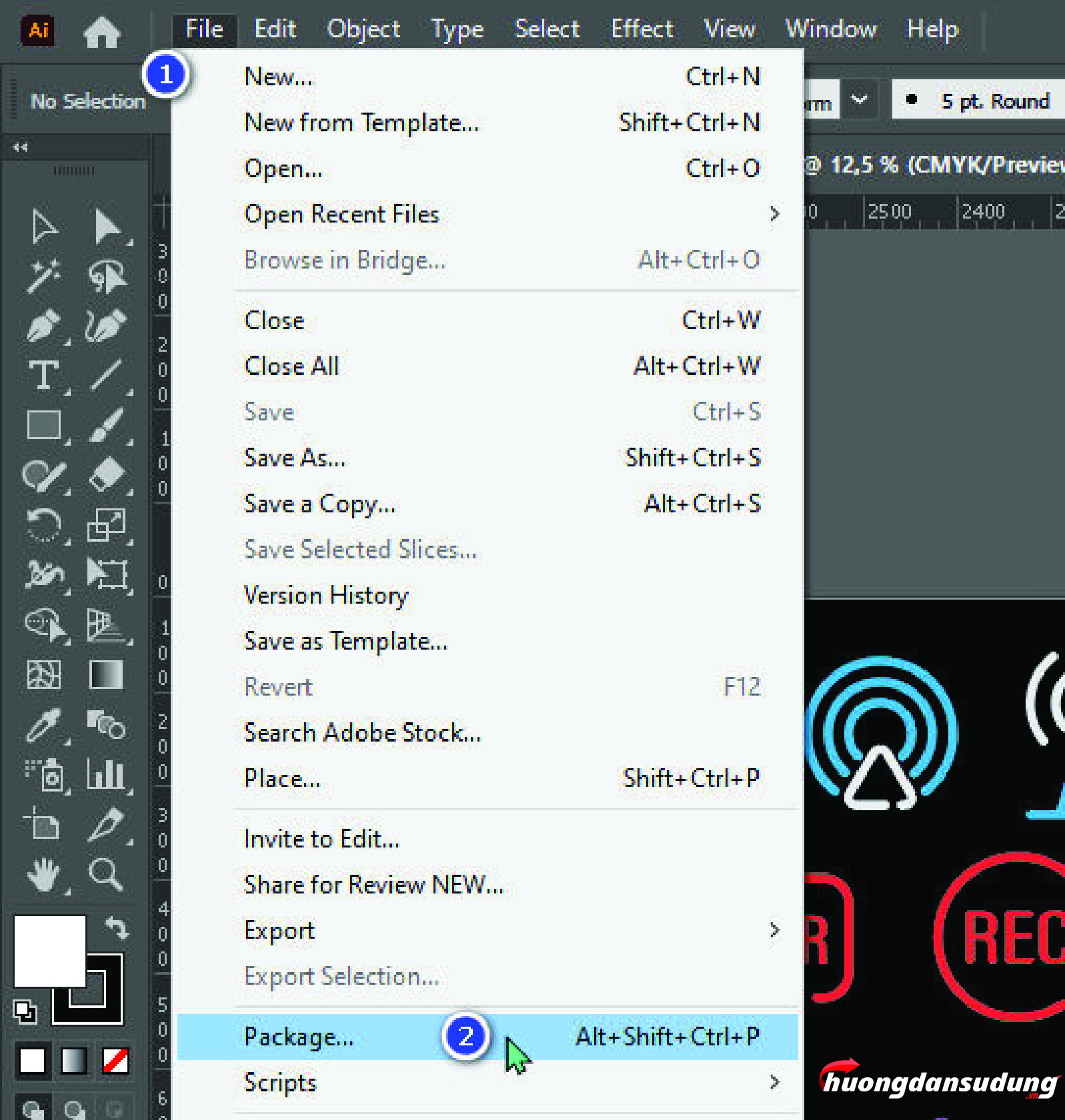 Cách đóng gói file trên Illustrator