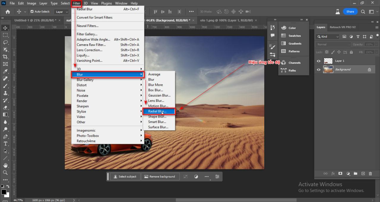 4 Cách tạo hiệu ứng tốc độ trong photoshop 16 3 Cách tạo hiệu ứng tốc độ trong photoshop