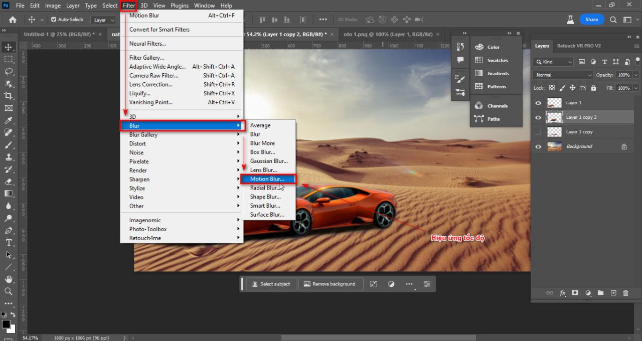 4 Cách tạo hiệu ứng tốc độ trong photoshop 2 3 Cách tạo hiệu ứng tốc độ trong photoshop