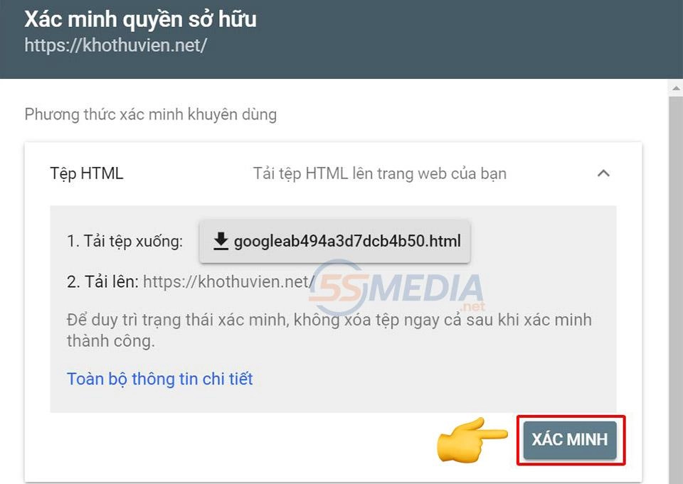 xác nhận quyền sở hữu Công cụ search console google là gì? Cách cài đặt và sử dụng