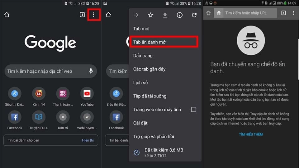 Hướng dẫn đăng nhập Facebook nhanh chóng trên điện thoại, máy tính 4 Dùng Tab ẩn danh để mở nhiều tài khoản cùng lúc