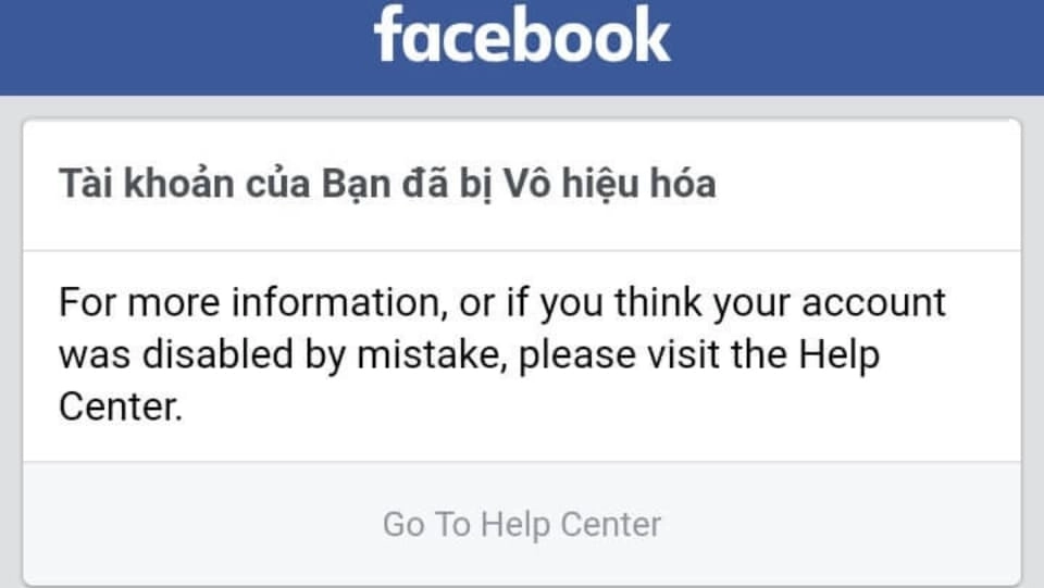 Cách nhờ trung tâm trợ giúp Facebook xử lý các vấn đề liên quan 3 Tài khoản bị vô hiệu hóa
