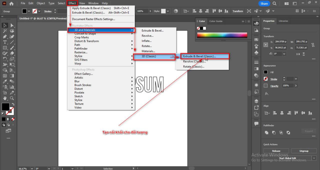 Cách tạo chữ 3D trong illustrator 7 Cách tạo chữ 3D trong illustrator