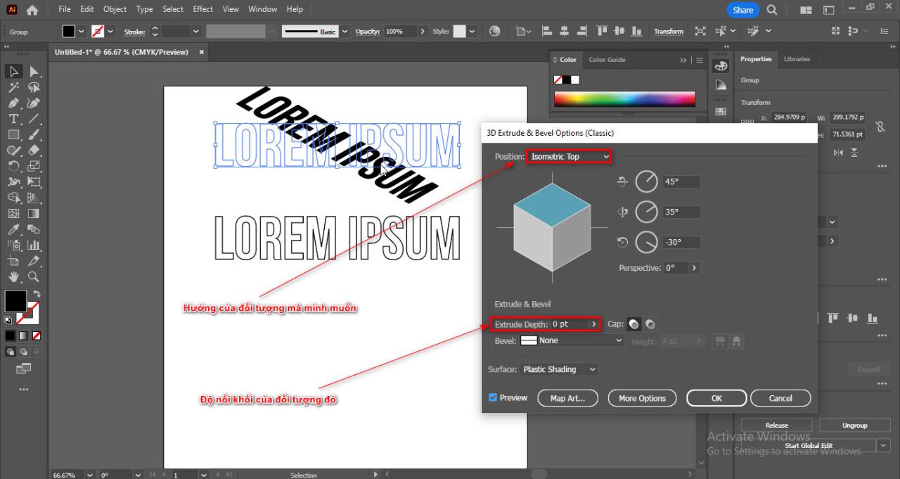 Cách tạo chữ 3D trong illustrator 8 Cách tạo chữ 3D trong illustrator